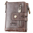 Jeep 100 Percent Leather Vintage Small Man Zipper Wallet With Coin Purse Pocket image