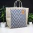 Jute Shopping Bag Natural And Navy Blue 14x17 Inch image
