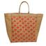 Jute Shopping Bag Natural And Red 14x17x8 Inch image