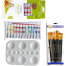 Keep Smiling Artists Acrylic's Color 12x12ml Keep Smiling Keep Smiling 12 Pcs Mix Brush 1 Set Artists Round Color Platte 1 Pcs image