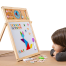 Kids 2 In 1 Wooden Writing Board Easel Black Board And Magnetic White Board Double Sided Revolving Easel Board image