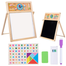 Kids 2 In 1 Wooden Writing Board Easel Black Board And Magnetic White Board Double Sided Revolving Easel Board image
