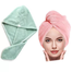 Korean Solid Color Absorbent Dry Hair Towel and Shower Cap - 1 pcs image