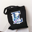 E-Letter Canvas Shoulder Tote Shopping Bag With Flower image