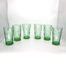 NIce Set of 6 Green Glass Embossed Flowers Design Tumblers 6 image