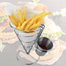 NT Stainless steel French Fry Stand Cone Basket Holder for Fries Fish and Chips and Chicken Nuggets with a seasoning cup image