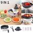 New 9 in 1 Multifunction Magic Rotate Vegetable Cutter with Drain Basket Large Capacity Vegetables Chopper Veggie Shredder Grater Portable Slicer Kitchen Tool with 8 Dicing Blades image