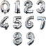 Number Balloons Silver Mylar Foil Number Giant Helium Balloon Birthday Party Decoration image