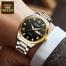 Olevs Quartz Wrist Watch For Men Luxury Leather Luminous Hand Fashion Watch For Men Golden Stainless Steel Analog Wrist Watch image