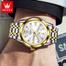 Olevs Silver and Golden Two Tone Stainless Steel Analog Wrist Watch For Men image