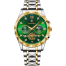 Poedagar Stainless Steel Chronograph Luminous Quartz Watch For Men - Toton Green Color (996) image