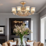 Qulik 48 Inch Modern Chandelier Retractable Invisible Blade Silent 3 Color Change LED Remote Ceiling Fan (Golden) image