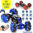 ROYALDEALS - RD Gesture Sensor RC Remote Control Double Sided Rotating 4WD 2.4GHz Twisting Offroad Mini Deformation Toy Stunt Car Vehicle with Light for Kids image