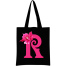 R -Alphabet Flower Canvas Tote Shoulder Bag With Zipper image