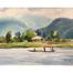 River and Hill Watercolor Painting - (18x15)inches image