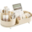 Roktry 360 Rotating Makeup Desk Cosmetic Storage Box Organizer With Drawers, Cosmetic Dressing Table Sorting Plastic, Desktop Cosmetics image