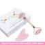 Rose Quartz Stone Roller And Gua Sha Set With Magnetic Gift Box High Quality Pink Jade Facial Roller And Gua Sha image