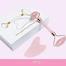 Rose Quartz Stone Roller And Gua Sha Set With Magnetic Gift Box High Quality Pink Jade Facial Roller And Gua Sha image