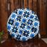 Round Chair Cushion, Cotton Fabric, Blue And Black 16x16 Inch image