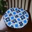 Round Chair Cushion, Cotton Fabric, Blue And Black 18x18 Inch image