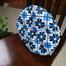 Round Chair Cushion, Cotton Fabric, Blue And Black 16x16 Inch image