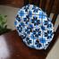 Round Chair Cushion, Cotton Fabric, Blue And Black 14x14 Inch image