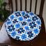 Round Chair Cushion, Cotton Fabric, Blue And Black 16x16 Inch image