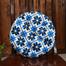 Round Chair Cushion, Cotton Fabric, Blue And Black 20x20 Inch image