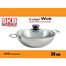 SKB Food Grade Stainless Steel 3 Layer Wok With Glass Lid - 24 CM image