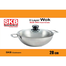 SKB Food Grade Stainless Steel 3 Layer Wok With Glass Lid-28 CM image