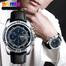 SKMEI 3 Chronograph Luxury Stylish Quartz Leather Straps Waterproof Wrist Watch For Men image