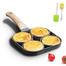 SMARAN 4 Hole Omelet Pan for Burger Eggs Ham Pancake Maker Wooden Handle Frying Pot Non-Stick Cooking Breakfast image