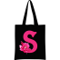 S - Alphabet Flower Canvas Tote Shoulder Bag With Zipper image