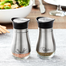 Salt and Pepper Shakers Set - Grade Stainless Steel with Glass Bottom image