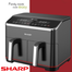 Sharp KF-DF80RT-K3 Double Basket Air Fryer Family Size 8Ltr image