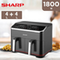 Sharp KF-DF80RT-K3 Double Basket Air Fryer Family Size 8Ltr image