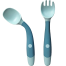 Silicone Baby Bendable Spoon Fork Utensils Set 2 Pcs Green image