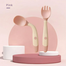 Silicone Baby Bendable Spoon Fork Utensils Set 2 Pcs Pink image