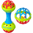 Soft Glue Dumbbell and Ball, Baby Hand Teether Set with Jhunjhuni - 2 pcs image