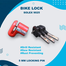 Solex Model 9025 Zinc Alloy Motorcycle Disc Brake Lock – Anti-Theft, Saw And Acid Resistant, Universal Fit For Mag And Spoke Wheels, Includes 3 Nickel Brass Keys (Red) image