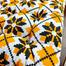 Square Chair Cushion, Cotton Fabric, Yellow And Black 20x20 Inch image