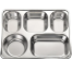 Stainless Steel 5 Compartment Divided Rectangular Serving Plate with Lid image