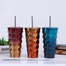 Stainless Steel Diamond Straw Water Cup Vacuum Insulated Thermos Bottle 500 ml image