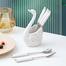 Stainless Steel Fruit Fork, Creative Ceramic Cygnus Cutlery Set, for Household Salad Forks, Dessert Forks Silverware Set (Color : 6 forks Plus White swan) (6 Forks Plus white Swan) image