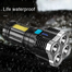 Strong Light Flashlight Camping Torch Rechargeable Multifunctional Portable Hand Lantern with 4 Lamp Beads and COB Side Light image