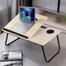 Tiltable And Foldable Double Head Laptop Table - Wood Color image