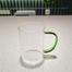 Transparent Glass Mug With Colored Handle Green image