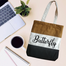 Trendy Canvas Tote Bag With Zipper image