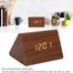 Triangle Wooden Style Digital LED Clock-Dark Wood Color image