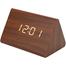 Triangle Wooden Style Digital LED Clock-Dark Wood Color image